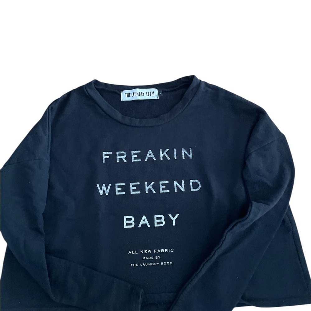 The Laundry Room Black Cropped Long Sleeve Sweatshirt